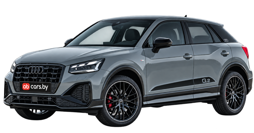 Audi Q2L серого цвета, вид спереди слева